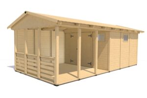 Gartenpavillon Herold A3366 C Plus mit Seitenwand und Terrassenboden (9