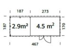 9 m2 467 x 187 cm dick 16