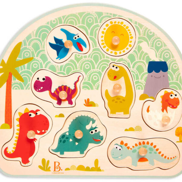 B-TOYS WOOD Baby-Puzzle Dinosaurier einsteckbar auf Brett 8 Stück B-TOYS WOOD Baby-Puzzle Dinosaurier einsteckbar auf Brett 8 Stück