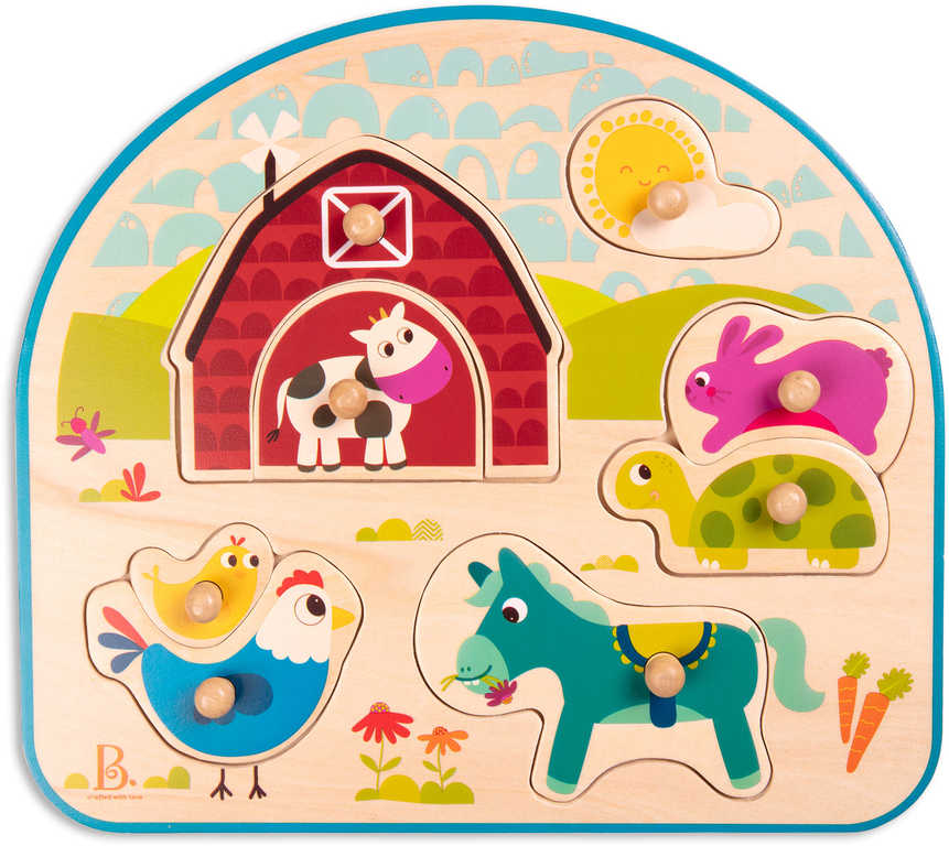 b-toys-drevo-baby-puzzle-farma-vkladaci-na-desce-8-dilku B-TOYS WOOD Baby-Puzzle Bauernhof zum Einstecken auf Brett 8 Stück B-TOYS WOOD Baby-Puzzle Bauernhof zum Einstecken auf Brett 8 Stück