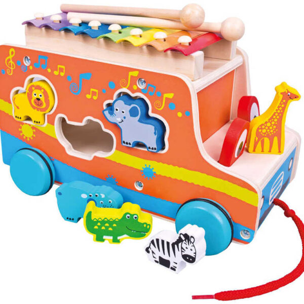 BINO WOOD Baby-Auto-Puzzle mit Xylophon 3in1 BINO WOOD Baby-Auto-Puzzle mit Xylophon 3in1