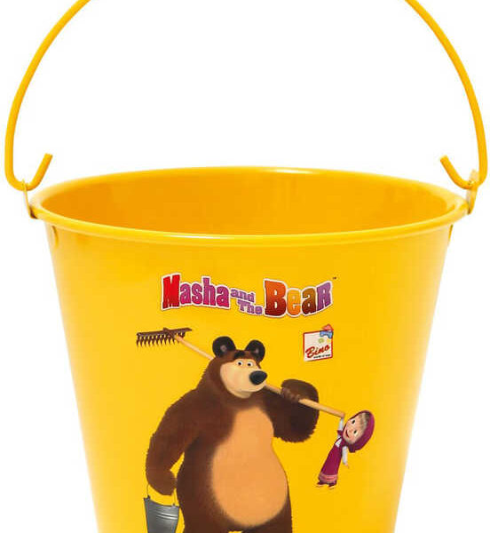 BINO Garteneimer für Kinder Masha und Bär 13cm aus gelbem Metall BINO Garteneimer für Kinder Masha und Bär 13cm aus gelbem Metall