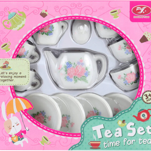 Teeservice für Kinder Porzellan mit Rosetten Set mit Teekanne und Zuckerdose Teeservice für Kinder Porzellan mit Rosetten Set mit Teekanne und Zuckerdose