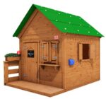 Kinderspielhaus Elijah A - mit Fensterläden mit Gründach Kinderspielhaus Elijah A - mit Fensterläden mit Gründach