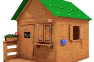 Kinderspielhaus Elijah A - mit Fensterläden mit Gründach Kinderspielhaus Elijah A - mit Fensterläden mit Gründach
