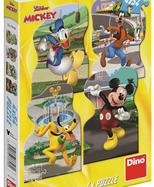 DINO Puzzle Mickey Mouse in der Stadt 4x54 Teile 13x19cm Puzzle im Karton DINO Puzzle Mickey Mouse in der Stadt 4x54 Teile 13x19cm Puzzle im Karton