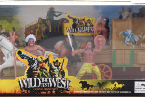 Wildwest-Spielset Indianer mit Pferd und Wagen aus Plastik in der Schachtel Wildwest-Spielset Indianer mit Pferd und Wagen aus Plastik in der Schachtel