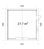 7 m2 + Schiebetür 560 x 560 cm Dicke:70 mm