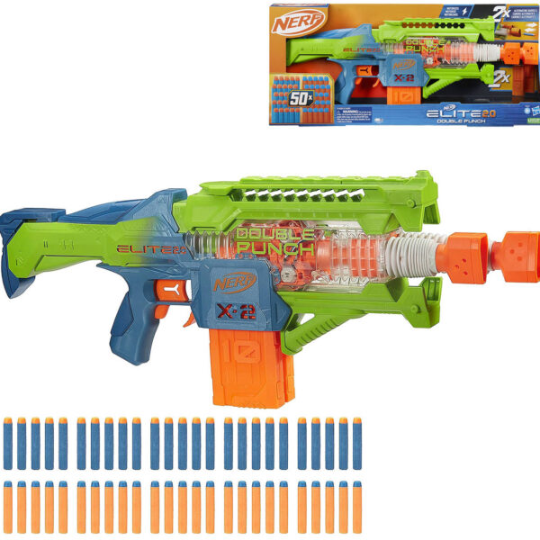 HASBRO NERF Elite 2.0 Double Punch Set Blaster + 30 batteriebetriebene Darts HASBRO NERF Elite 2.0 Double Punch Set Blaster + 30 batteriebetriebene Darts