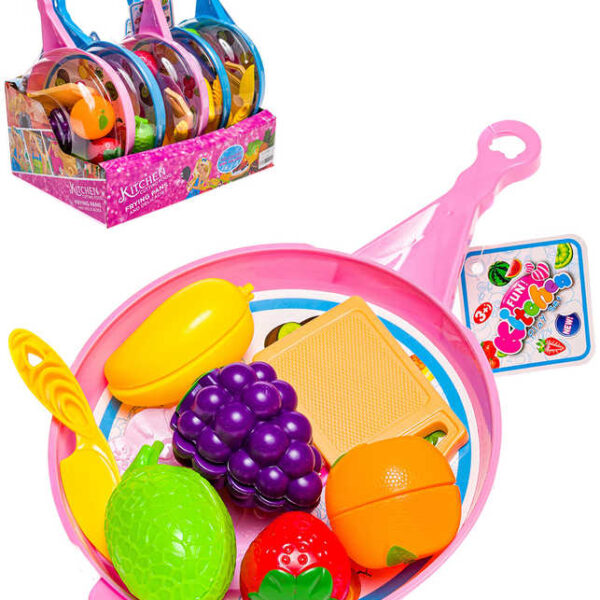 Obst- und Gemüseschneideküchen-Set mit Pfanne und Zubehör 2 Farben Kunststoff Obst- und Gemüseschneideküchen-Set mit Pfanne und Zubehör 2 Farben Kunststoff