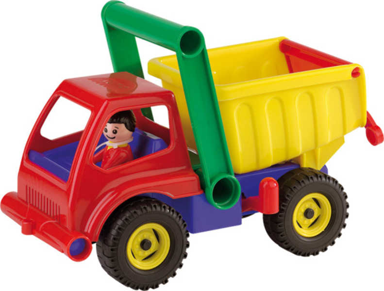lena-auto-barevne-aktivni-sklapec-27cm-s-ridicem-na-pisek-4150 LENA Car bunter Aktivkipper 27cm mit Fahrer für Sand 4150 LENA Car bunter Aktivkipper 27cm mit Fahrer für Sand 4150