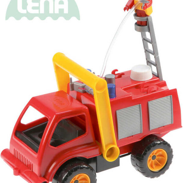 LENA Feuerwehrauto aus Kunststoff 29cm aktiv Feuerwehrmann Wasserspritze Set mit Puppe 415 LENA Feuerwehrauto aus Kunststoff 29cm aktiv Feuerwehrmann Wasserspritze Set mit Puppe 415