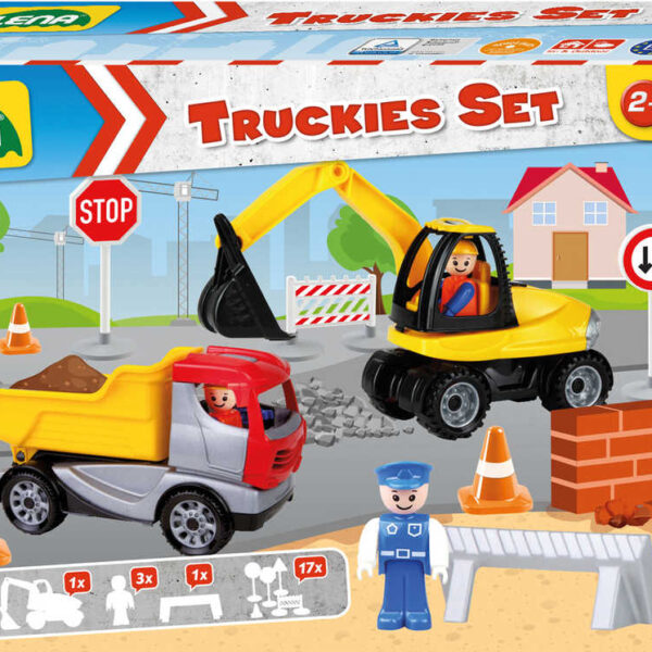 LENA Baby Truckies Bausatz 2 Autos mit Figuren und Verkehrsschildern LENA Baby Truckies Bausatz 2 Autos mit Figuren und Verkehrsschildern
