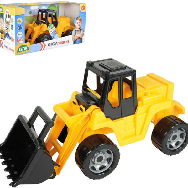 LENA Giga Trucks Frontlader 62cm gelb-schwarz Sandbagger aus Kunststoff LENA Giga Trucks Frontlader 62cm gelb-schwarz Sandbagger aus Kunststoff