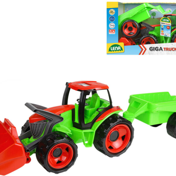 LENA GIGA TRUCKS Traktor mit Ladeschaufel Funktionsset mit Sandanhänger LENA GIGA TRUCKS Traktor mit Ladeschaufel Funktionsset mit Sandanhänger