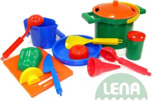 LENA Kunststoff-Kochset 14-teilig für Sand LENA Kunststoff-Kochset 14-teilig für Sand