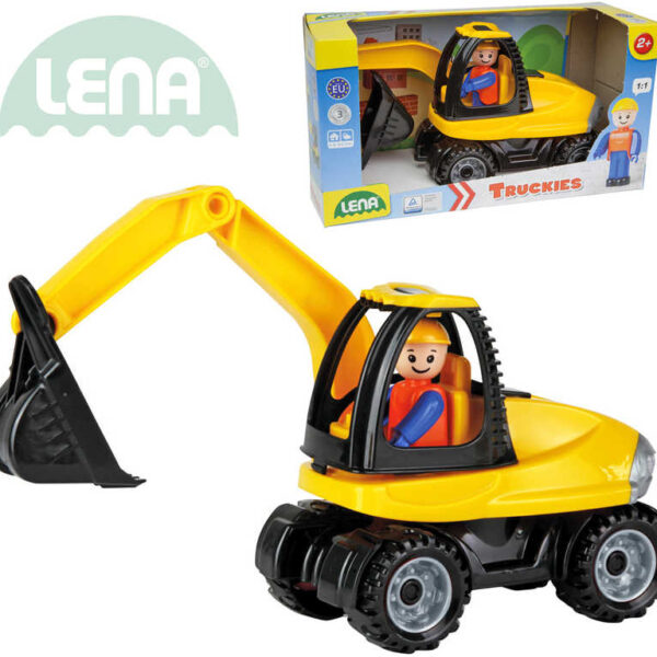 LENA Truckies Bagger 25cm Set Baby Auto + Puppe 01621 Kunststoff LENA Truckies Bagger 25cm Set Baby Auto + Puppe 01621 Kunststoff