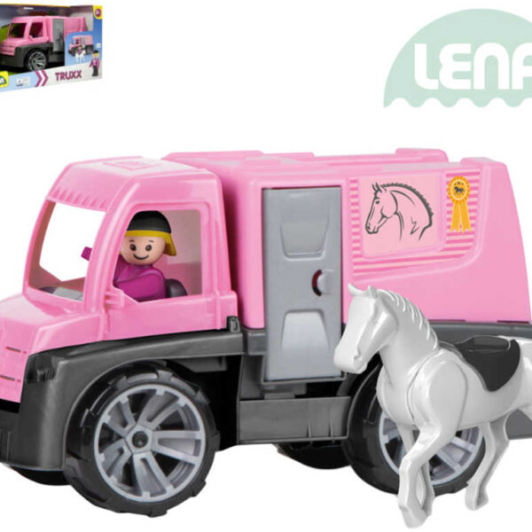 LENA Truxx Pink Pferdetransportwagen Set mit 2 Figuren im Karton LENA Truxx Pink Pferdetransportwagen Set mit 2 Figuren im Karton