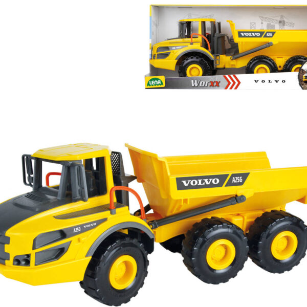 LENA Worxx car functional Volvo A25G yellow plastic in box LENA Worxx car functional Volvo A25G yellow plastic in box