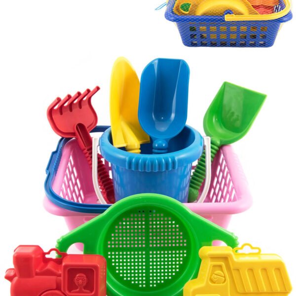 LORI 234 Großes Plastiksandset im Korb 29cm verschiedene Farben LORI 234 Großes Plastiksandset im Korb 29cm verschiedene Farben