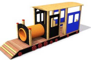 Monkeys Train mit einem Wagen und einem Klettertunnel Monkeys Train mit einem Wagen und einem Klettertunnel