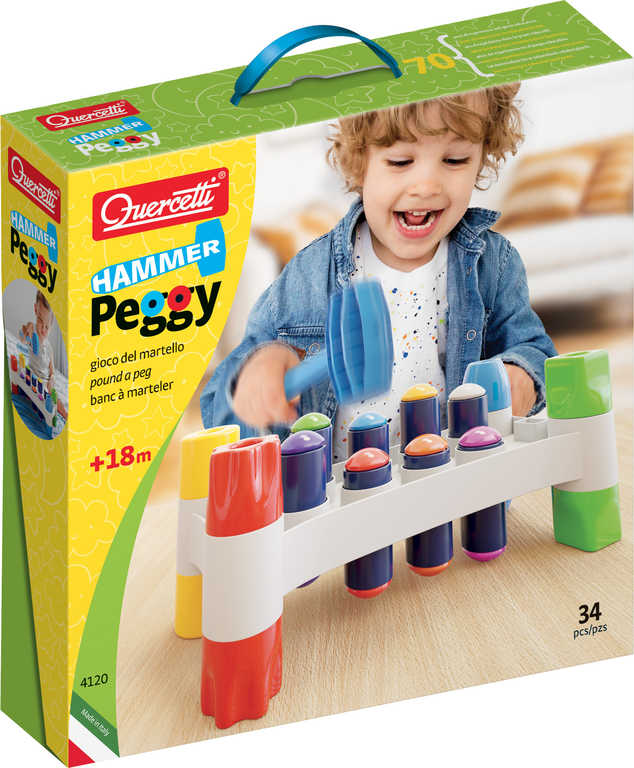 quercetti-hammer-peggy-baby-zatloukacka-8-koliku-s-kladivkem-plast QUERCETTI Hammer Peggy Baby Hammer 8 Stifte mit Hammer QUERCETTI Hammer Peggy Baby Hammer 8 Stifte mit Hammer
