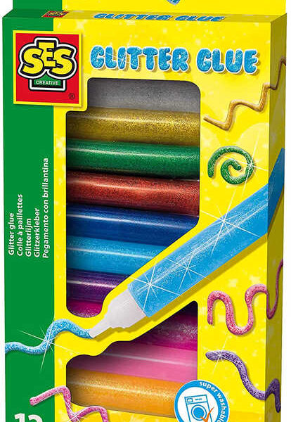SES CREATIVE Glue dekoratives Zeichnen Glitter Set 12 Farben in einer Tube SES CREATIVE Glue dekoratives Zeichnen Glitter Set 12 Farben in einer Tube