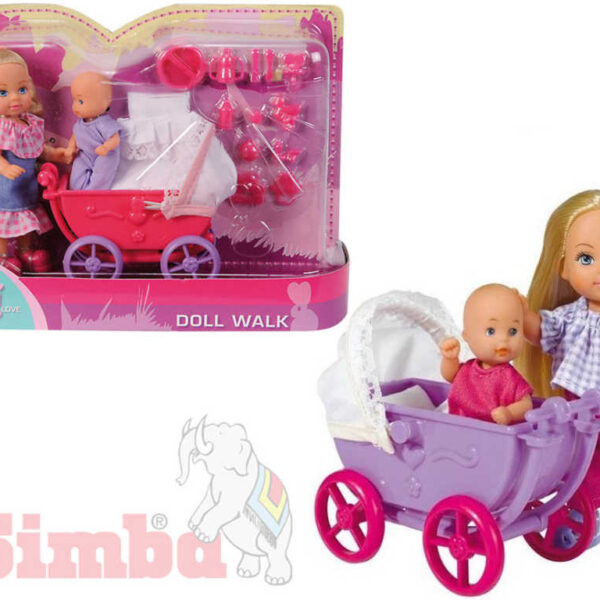 SIMBA Evička Puppen-Set mit Kinderwagen und Zubehör 2 Typen SIMBA Evička Puppen-Set mit Kinderwagen und Zubehör 2 Typen