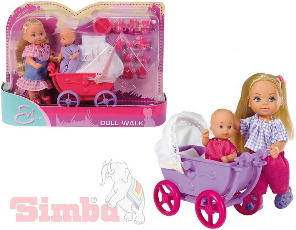 simba-evicka-panenka-set-s-kocarkem-a-doplnky-2-druhy SIMBA Evička Puppen-Set mit Kinderwagen und Zubehör 2 Typen SIMBA Evička Puppen-Set mit Kinderwagen und Zubehör 2 Typen