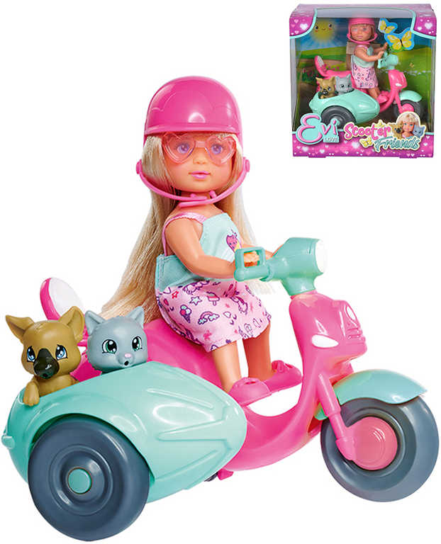 simba-panenka-evicka-12cm-na-skutru-se-sajdkarou-a-2-mazlicky SIMBA Evička Puppe 12cm auf Roller mit Beiwagen und 2 Haustiere SIMBA Evička Puppe 12cm auf Roller mit Beiwagen und 2 Haustiere