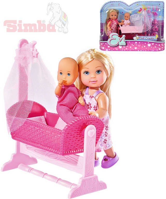 simba-panenka-evicka-12cm-set-s-miminkem-v-kolebce-a-doplnky-2-druhy SIMBA Evička Puppe 12cm Set mit Baby in Wiege und Zubehör 2 Typen SIMBA Evička Puppe 12cm Set mit Baby in Wiege und Zubehör 2 Typen