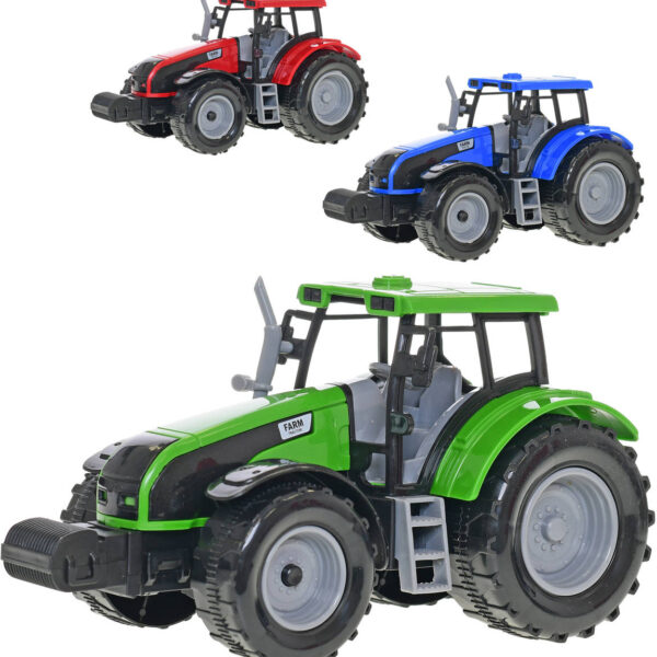 Traktor Kunststoff 20cm Landmaschine auf Schwungrad 3 Farben Traktor Kunststoff 20cm Landmaschine auf Schwungrad 3 Farben