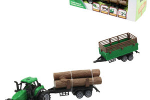 Traktor grün mit 3 Anhängern und 3 Holzscheiten Spielset im Karton Kunststoff Traktor grün mit 3 Anhängern und 3 Holzscheiten Spielset im Karton Kunststoff