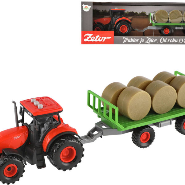 Traktor Zetor Set mit Anhänger und Ballen auf Schwungrad auf Batterie Light Sound Traktor Zetor Set mit Anhänger und Ballen auf Schwungrad auf Batterie Light Sound