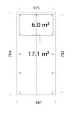 1 m2 mit Stauraum .