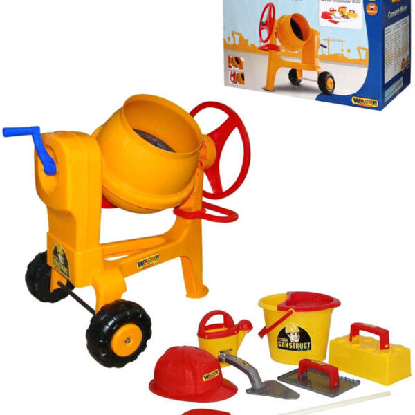 WADER Kindermixer Construct gelb mit Helm und Maurerwerkzeug 50649 WADER Kindermixer Construct gelb mit Helm und Maurerwerkzeug 50649