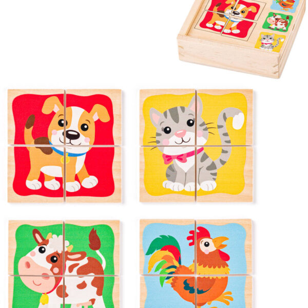 WOODY WOODY Baby Mini Puzzle Haustiere 4x4 Teile in Schachtel 4in1 WOODY WOODY Baby Mini Puzzle Haustiere 4x4 Teile in Schachtel 4in1