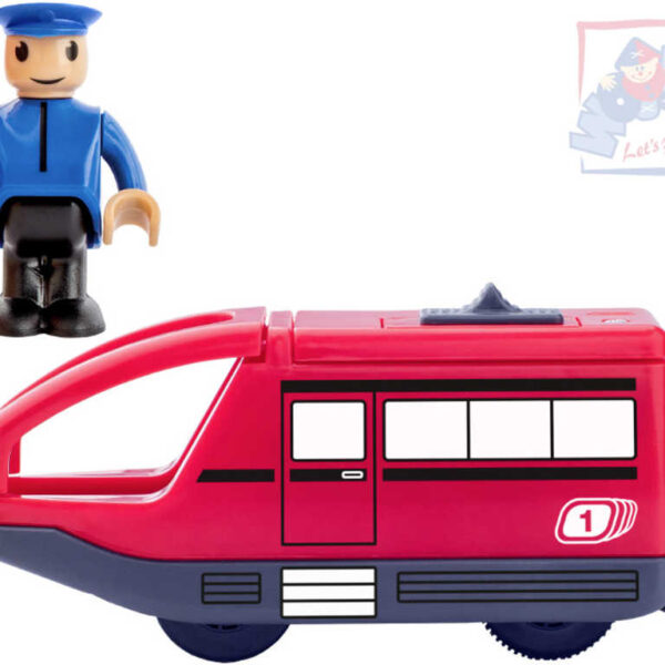 WOODY WOODY Zugset moderner Elektrozug rot + Lokführer WOODY WOODY Zugset moderner Elektrozug rot + Lokführer