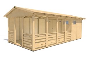 Gartenlaube Herold A3366 B Plus mit voller Seitenwand und Terrassenboden(6