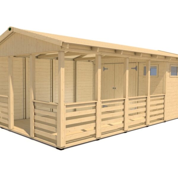 Gartenlaube Herold A3366 B Plus mit voller Seitenwand und Terrassenboden(6