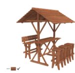 Holz-Gartentisch mit Bänken und Überdachung Palmako Leo – braune Imprägnierung