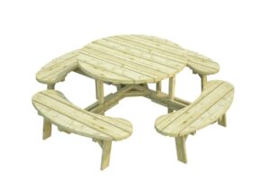 Holz-Garten-Partytisch mit Bänken PALMAKO OSCAR – grüne Imprägnierung