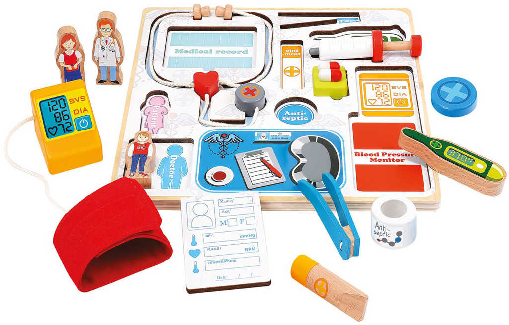 bino-drevo-puzzle-vkladaci-doktor-14-dilku-3d BINO DŘEVO 3D-Steckpuzzle „Doktor“