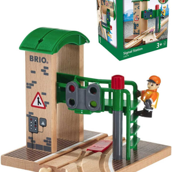 BRIO HOLZ Signalstation mit Weiche – Zubehör für die Eisenbahnbahn