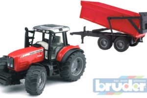 BRUDER 02045 (2045) Traktor MASSEY FERGUSON + Kippanhänger – rot