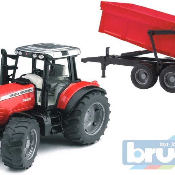 BRUDER 02045 (2045) Traktor MASSEY FERGUSON + Kippanhänger – rot