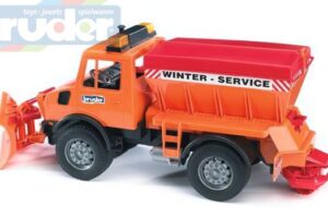BRUDER 02572 (2572) Mercedes-Benz UNIMOG mit Schneepflug + Streuer