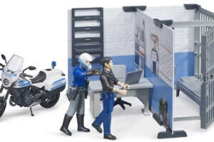 BRUDER 62732 Polizeistation-Spielset mit Motorrad und 2 Figuren