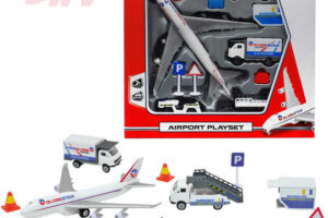 DICKIE Spielset „Flughafen“ – Flugzeug + 3 Autos mit Zubehör