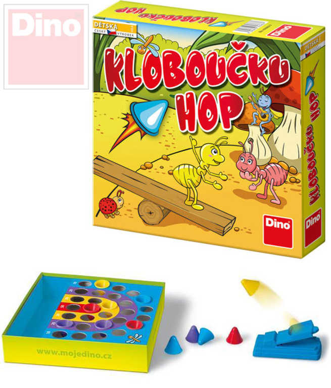 dino-hra-kloboucku-hop DINO-SPIEL „Hut-Hop“